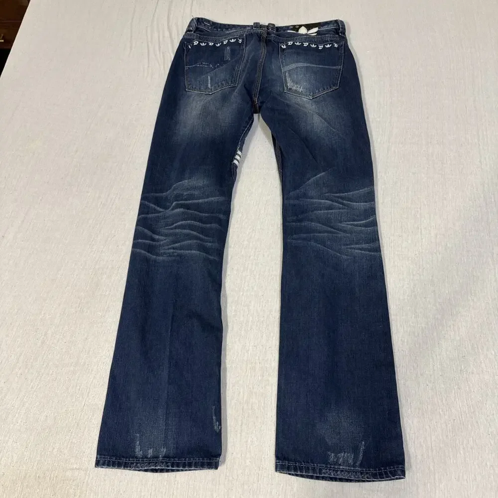 Diesel Viker-AD x Adidas Mens Jeans 33x33 Straight Leg Distressed Whiskering
